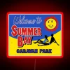 Vintage Inspired Summer Bay Caravan Park Sign with Neon Glow