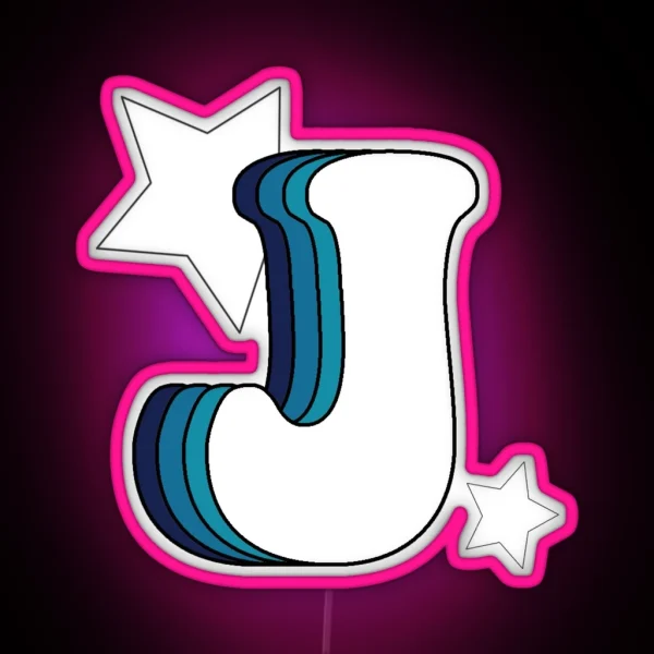 Retro J Blue RGB Neon Sign