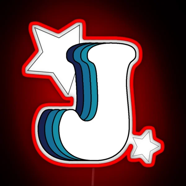Retro J Blue RGB Neon Sign