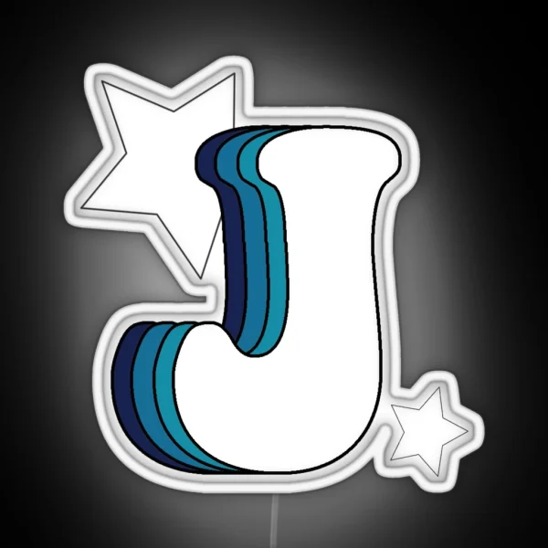 Retro J Blue RGB Neon Sign