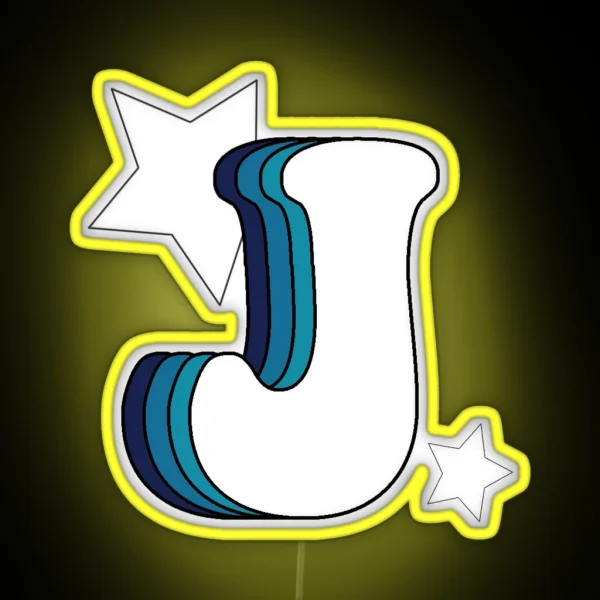 Retro J Blue RGB Neon Sign