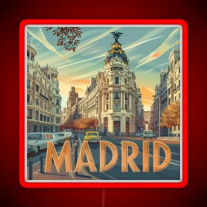 Retro Madrid Illustration RGB Neon Sign