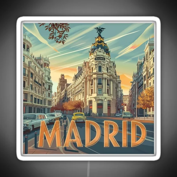 Retro Madrid Illustration RGB Neon Sign