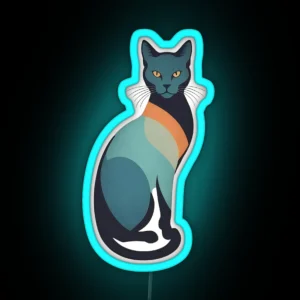 Retro Minimalist Cat Silhouette RGB Neon Sign