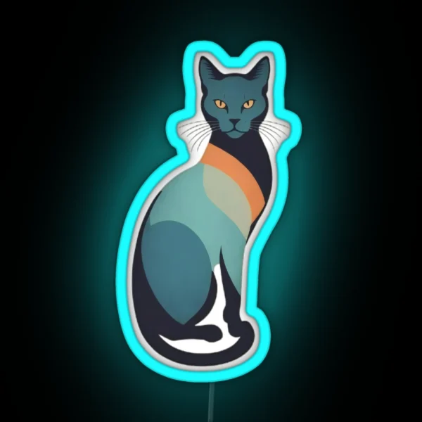 Retro Minimalist Cat Silhouette RGB Neon Sign