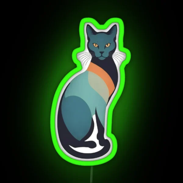 Retro Minimalist Cat Silhouette RGB Neon Sign