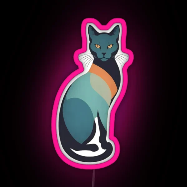 Retro Minimalist Cat Silhouette RGB Neon Sign
