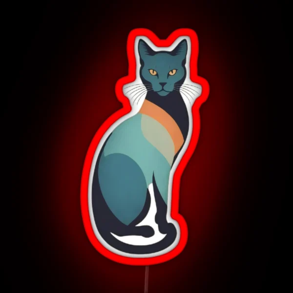 Retro Minimalist Cat Silhouette RGB Neon Sign