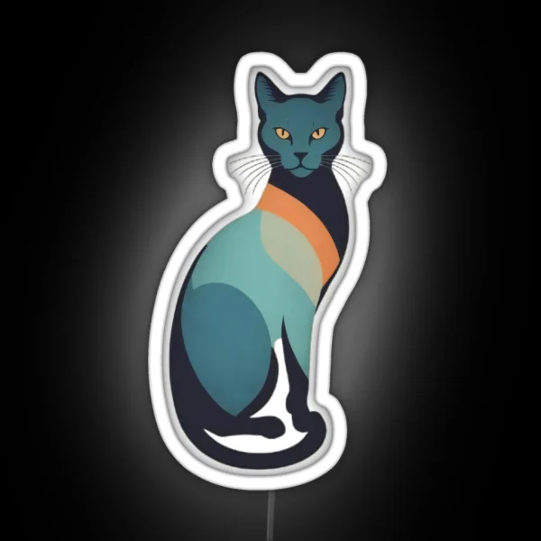 Retro Minimalist Cat Silhouette RGB Neon Sign