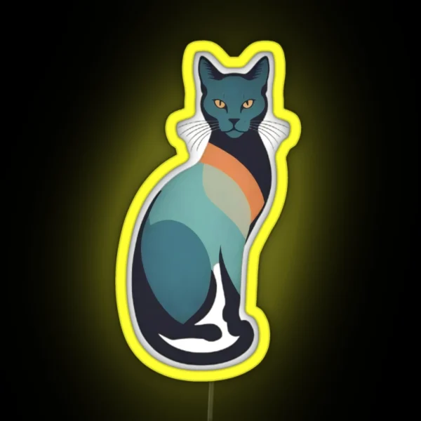 Retro Minimalist Cat Silhouette RGB Neon Sign