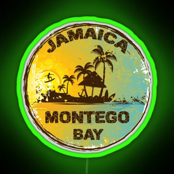 Retro Montego Bay Jamaica Art Design RGB Neon Sign