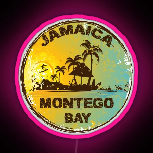 Retro Montego Bay Jamaica Art Design RGB Neon Sign