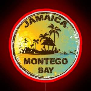 Retro Montego Bay Jamaica Art Design RGB Neon Sign