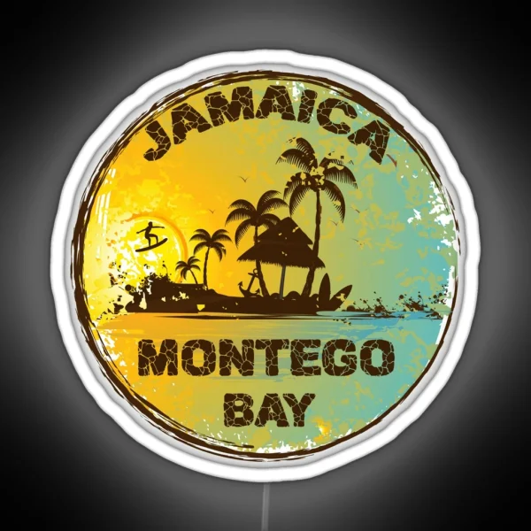 Retro Montego Bay Jamaica Art Design RGB Neon Sign