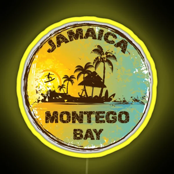 Retro Montego Bay Jamaica Art Design RGB Neon Sign