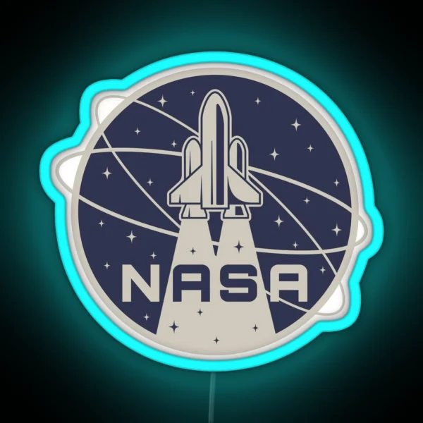 Retro NASA Logo Design Led Mask Tee RGB Neon Sign
