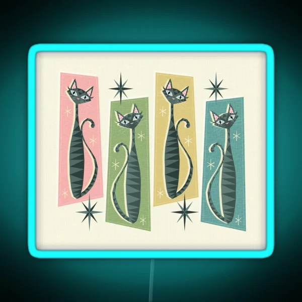 Retro Patchwork Tabbies Studioxtine RGB Neon Sign
