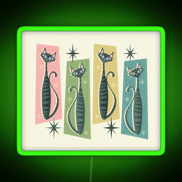 Retro Patchwork Tabbies Studioxtine RGB Neon Sign