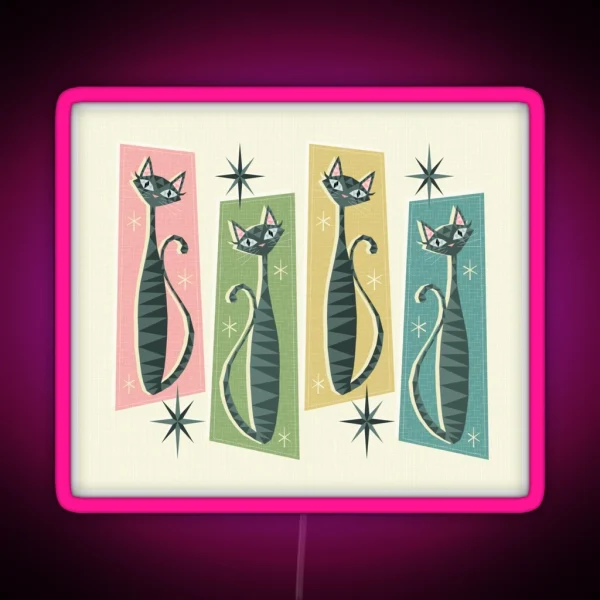 Retro Patchwork Tabbies Studioxtine RGB Neon Sign
