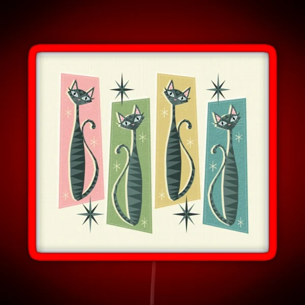 Retro Patchwork Tabbies Studioxtine RGB Neon Sign