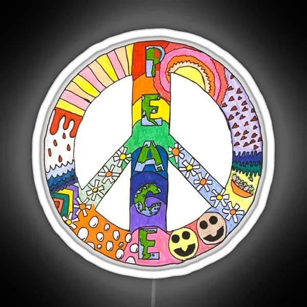 Retro Peace Sign RGB Neon Sign