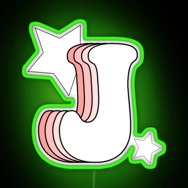 Retro Pink J RGB Neon Sign
