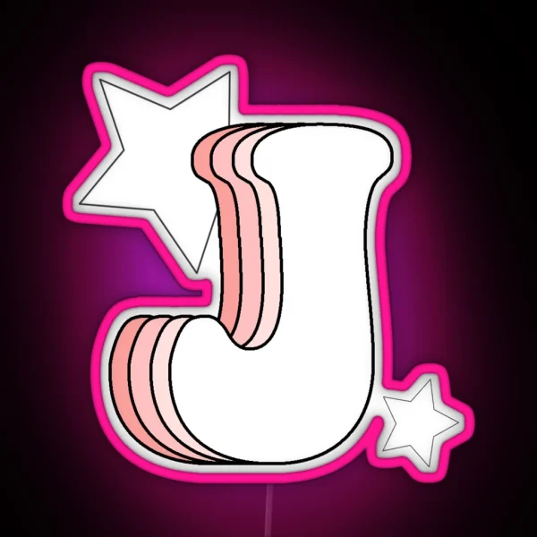 Retro Pink J RGB Neon Sign