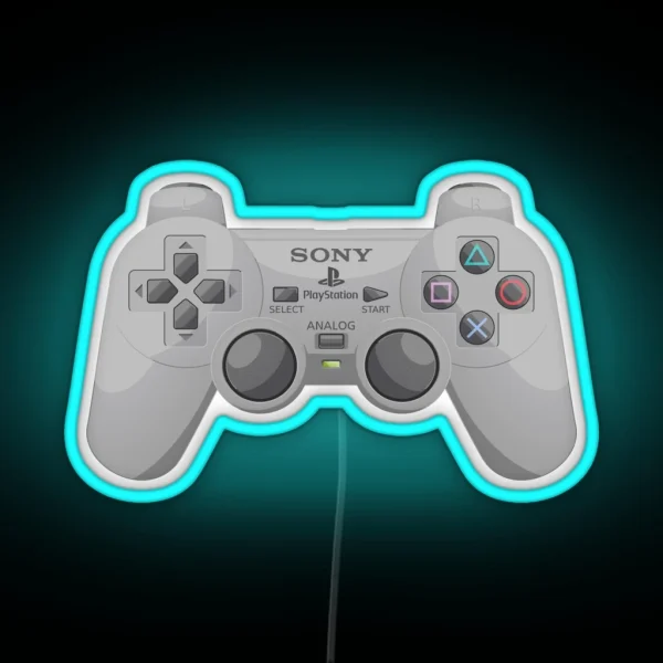 Retro Playstation Controller RGB Neon Sign