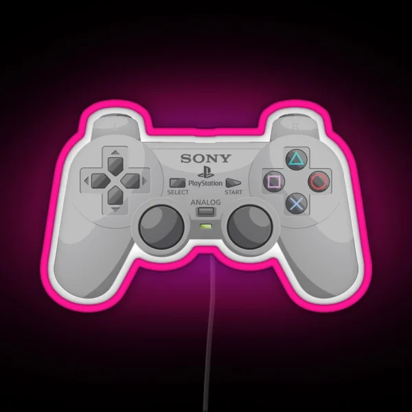 Retro Playstation Controller RGB Neon Sign