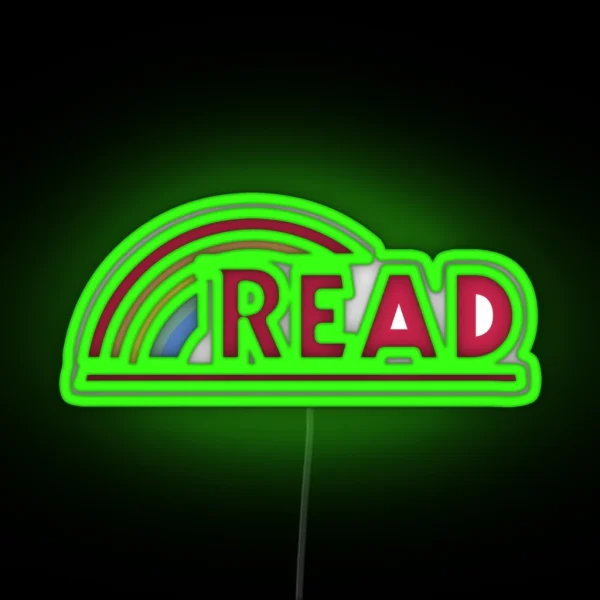 Retro Reading Rainbow Read Parody Teacher Student Avid Reader Book Club Reading Graphic RGB Neon Sign