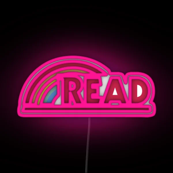 Retro Reading Rainbow Read Parody Teacher Student Avid Reader Book Club Reading Graphic RGB Neon Sign