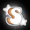 Retro style orange and green glow neon advertising signage kit.