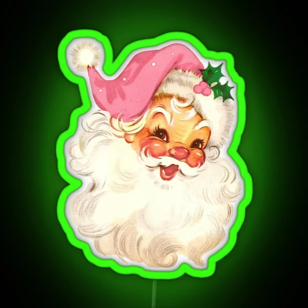 Retro Santa Claus Pink RGB Neon Sign