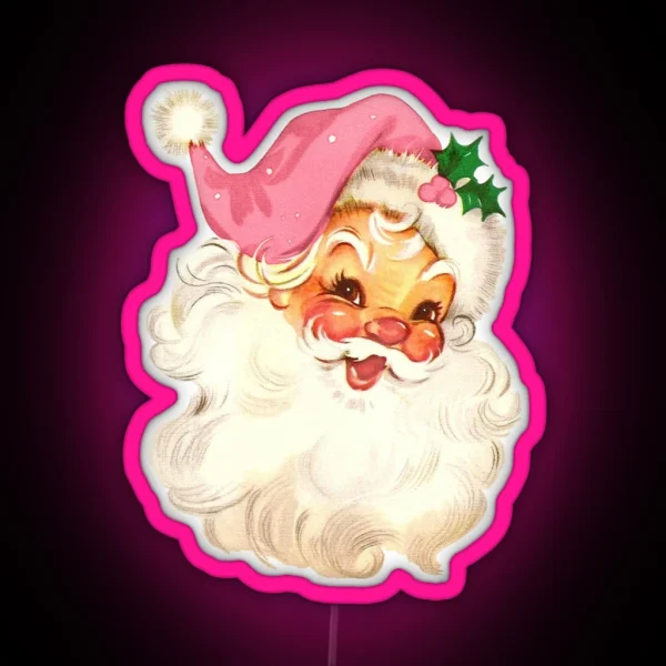 Retro Santa Claus Pink RGB Neon Sign