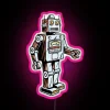 Vintage Inspired RGB Neon Sign with Retrofuturistic Electronic Robot Design