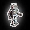 Vintage inspired LED robot toy with colorful glowing neon accents