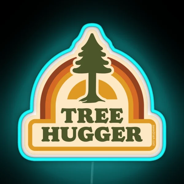 Retro Tree Hugger RGB Neon Sign