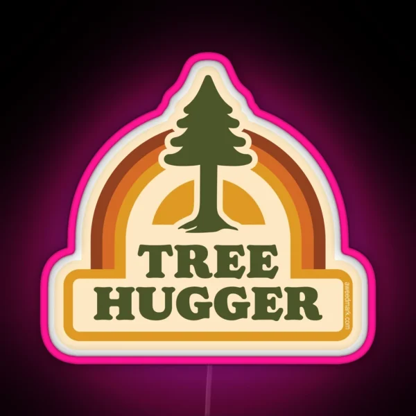 Retro Tree Hugger RGB Neon Sign