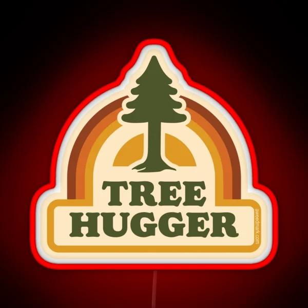 Retro Tree Hugger RGB Neon Sign