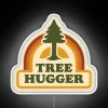 Vibrant retro-style glowing tree hugger with colorful neon LED accents.