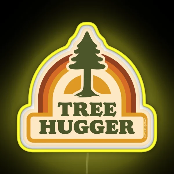 Retro Tree Hugger RGB Neon Sign
