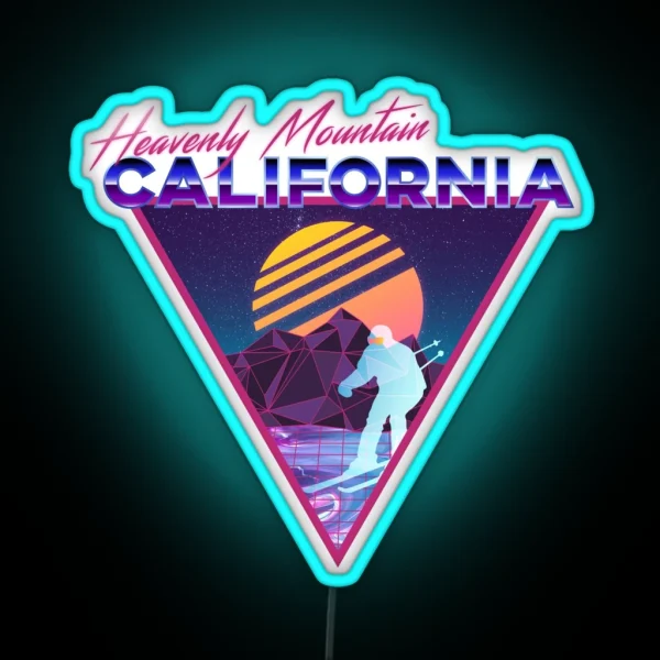 Retro Vaporwave Ski Mountain Heavenly RGB Neon Sign