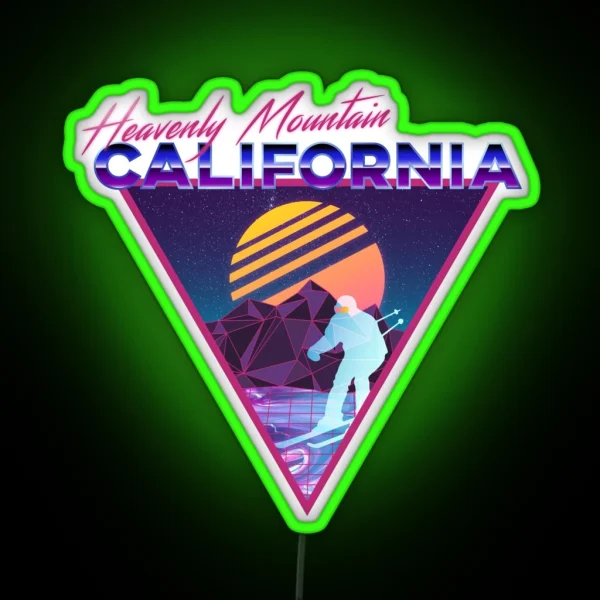 Retro Vaporwave Ski Mountain Heavenly RGB Neon Sign