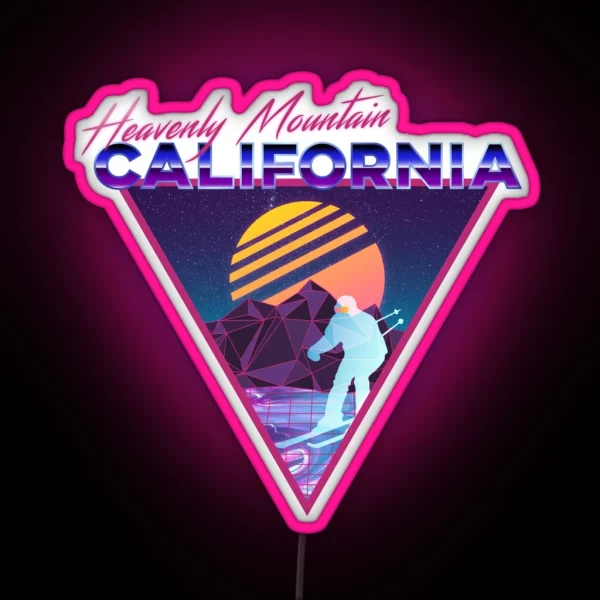 Retro Vaporwave Ski Mountain Heavenly RGB Neon Sign