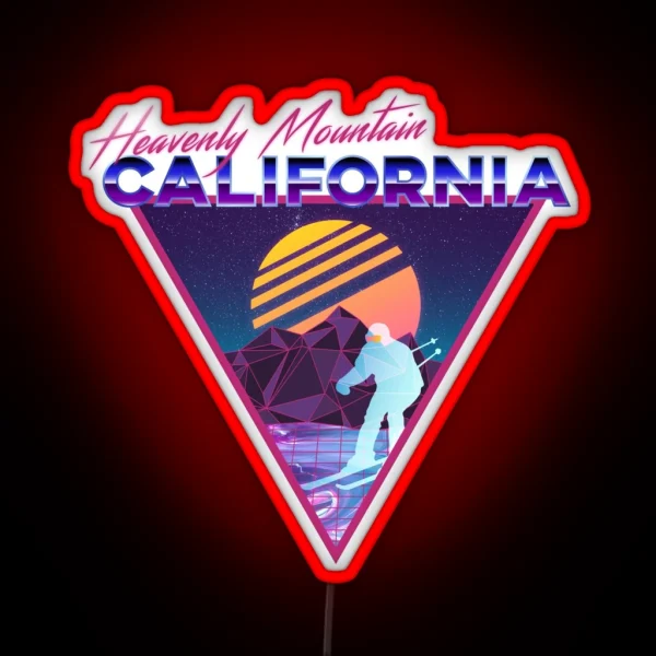Retro Vaporwave Ski Mountain Heavenly RGB Neon Sign
