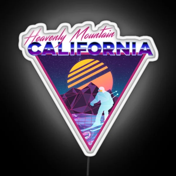 Retro Vaporwave Ski Mountain Heavenly RGB Neon Sign