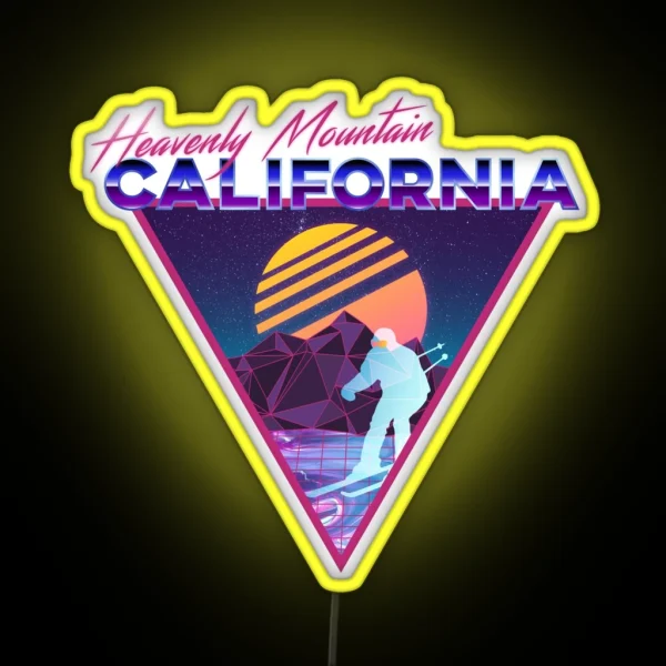 Retro Vaporwave Ski Mountain Heavenly RGB Neon Sign