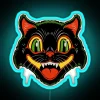 Spooky Black Cat Face Illuminated Retro Neon Sign for Halloween Party Ambiance
