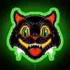 Retro Vintage Halloween Decor Black Cat Face Colorful Neon Sign Lighting