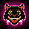 Vintage black cat face LED neon sign for Halloween decor